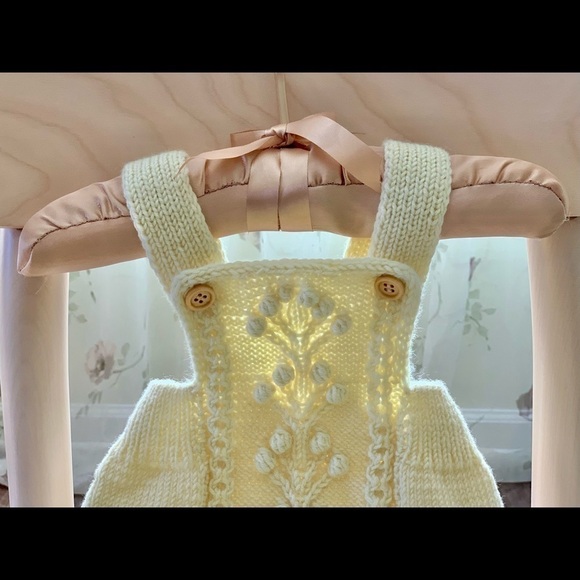 Baby Onesie 0-3 m Hand Knitted Organic Wool Romper Baby Clothes Gift Overalls - Picture 3 of 16